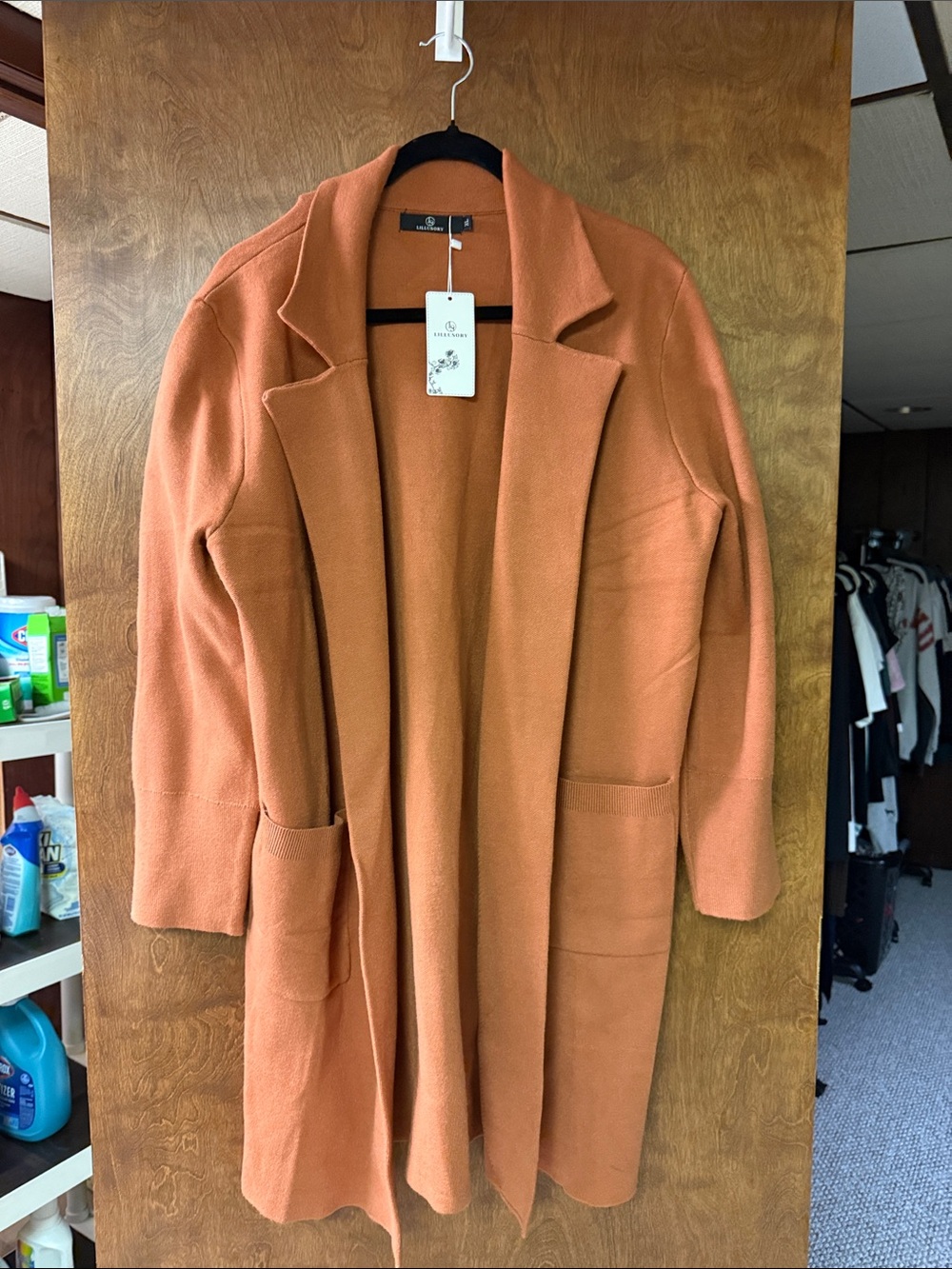 Elan Rust Open-Front Pea Coat